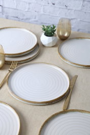 Hermia Juego de platos de servicio de gres cerámico, 27 cm, 6 piezas, Blanco